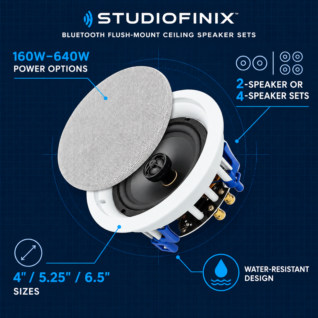 STUDIOFINIX ceiling speaker power options from 160W to 640W
